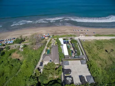 an aerial view of a beach and the ocean at Villa LeGa in Seminyak