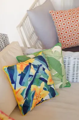 a pillow sitting on top of a bed at Villa Salya - 3BR - Private Pool - 1min walk to La Favela! in Seminyak