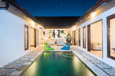 an indoor swimming pool in a villa at Villa Salya - 3BR - Private Pool - 1min walk to La Favela! in Seminyak