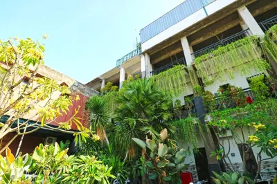 a building with plants on the side of it at Micost Homestay in Denpasar