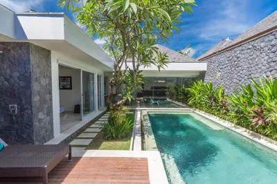 a swimming pool in the backyard of a house at Vishuddha Ajna Villa - Outstanding 2 bdr villa - GREAT LOCATION! in Seminyak