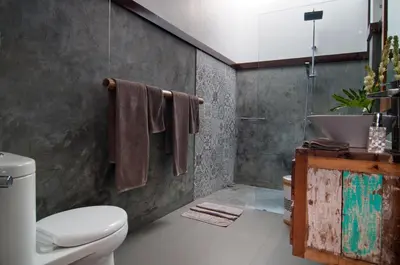 a bathroom with a toilet and a sink at 2BR Villa Michelle - Minggu Villas - Special Stay Bonus in Kerobokan