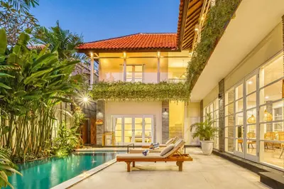 an image of a house with a swimming pool at Villa Milano - Private 6 BDR Villa in Seminyak, prime Location, Pool & Garden in Canggu