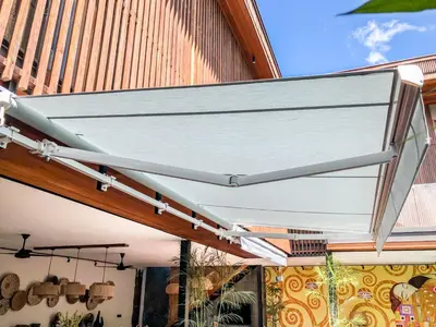 awning on a building with awning at PROMO Luxury 4bd Villa in HotSpot with Huge Private Pool in Seminyak