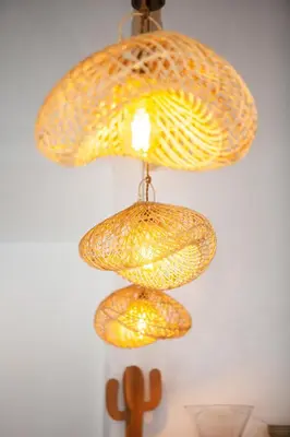 two lights are hanging from a ceiling at Simple & Magical Villas VILLA SAMBALI in Seminyak