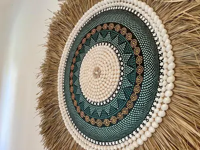 a close up of ahat with pearl beads on it at VILLA LUNA in Kerobokan