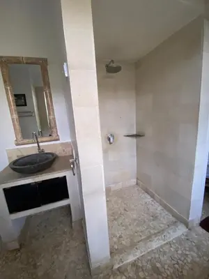 a bathroom with a sink and a mirror at Blue Lagoon 5 bedrooms Villa in Kuta