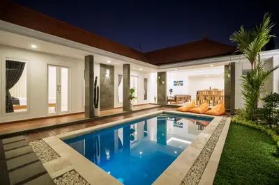 an image of a swimming pool in a house at Amazing Villa in Oberoi Top Location in Seminyak